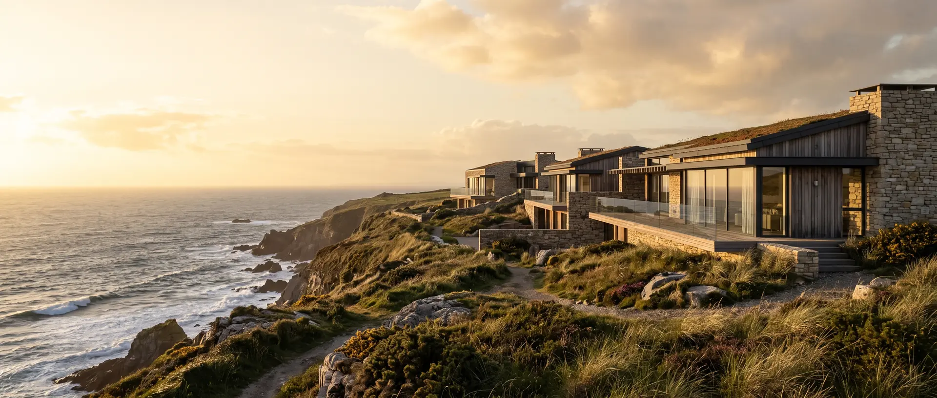The Bluff Residences on the Atlantic coast at golden hour.